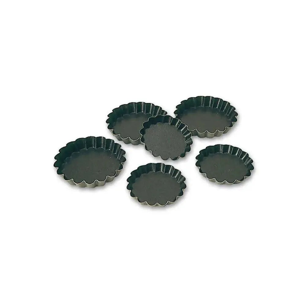 Matfer Bourgeat Stainless Steel Exopan Fluted Tartlet Tins, 25 Pieces, 6 cm