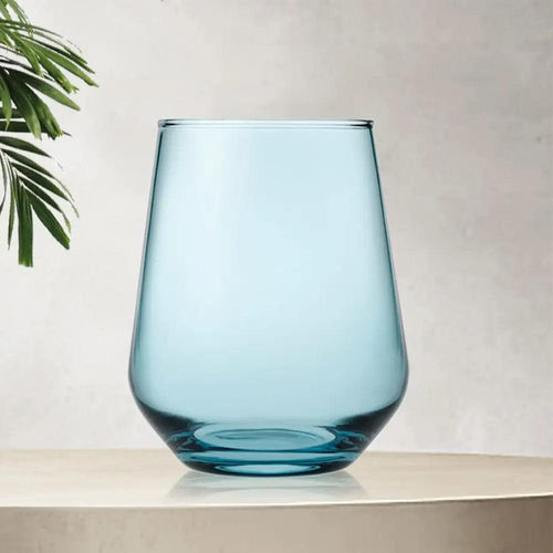 كوب ماء زجاجي من باساباتشي أليجرا 41536، 42.5 سنتيلتر، لون أزرق - 4 قطع