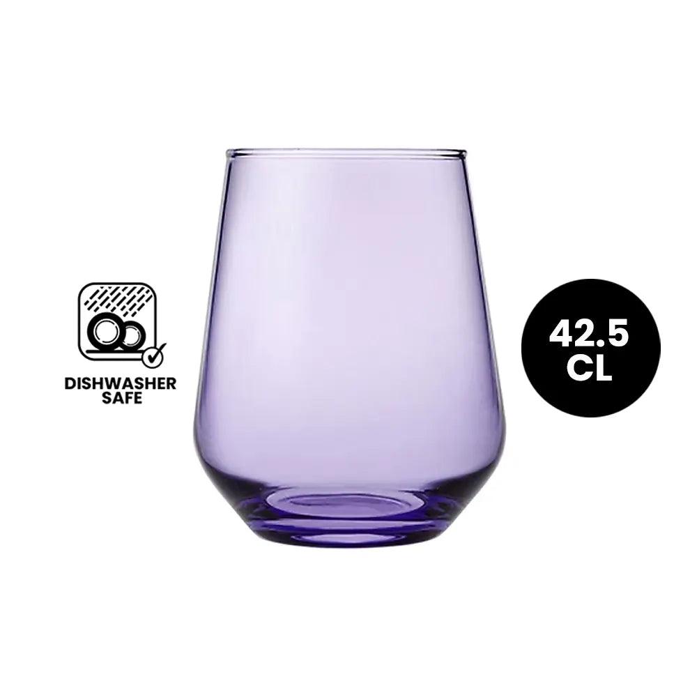 Pasabahce Allegra 41536 Water Tumbler Glass 42.5cl Purple - 4/Case - HorecaStore