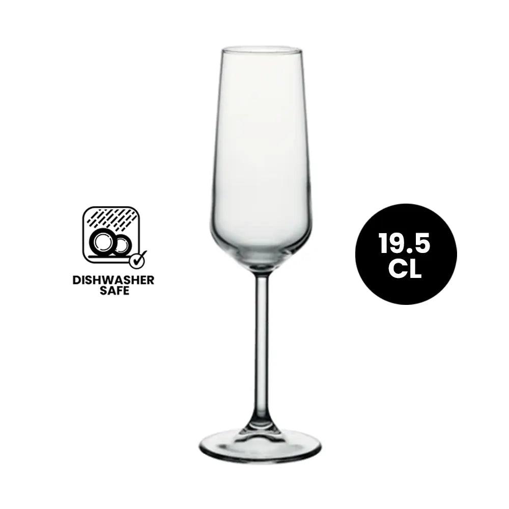 Pasabahce Allegra 440079 champagne Flute Glass 19.5cl - 4/Case - HorecaStore