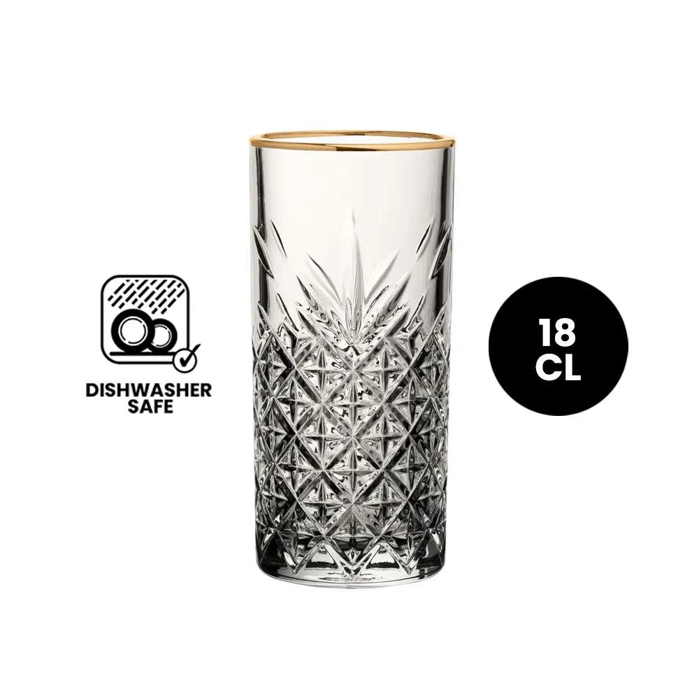 Pasabahce Timeless 420326 Beer Gold Rim Tumbler Glass 18cl - 4/Case