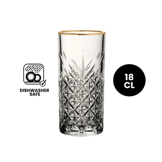 Pasabahce Timeless 420326 Beer Gold Rim Tumbler Glass 18cl - 4/Case - HorecaStore