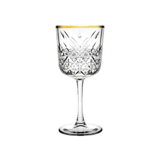 Pasabahce Timeless 440276 Gold Rim Red Wine Stemware Glass 33cl - 4/Case - HorecaStore