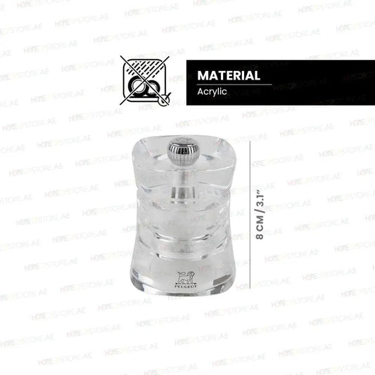 Peugeot Baltic Manual Salt Mill Adjustable Grinder Acrylic, Clear, 8cm - HorecaStore