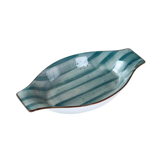 Porceletta Porcelain Banana Plate Green Color Glazed, 26 cm