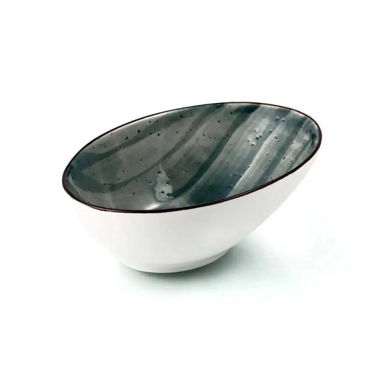 Porceletta Porcelain Boat Bowl Green Color Glazed, 18 cm