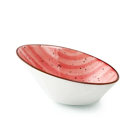 Porceletta Porcelain Boat Bowl Red Color Glazed, 16 cm