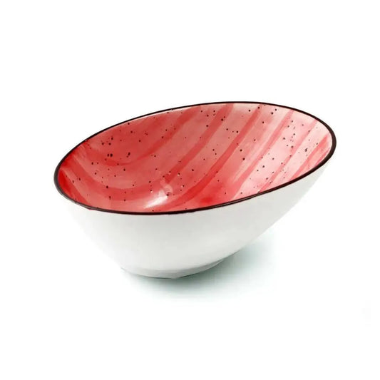 Porceletta Porcelain Boat Bowl Red Color Glazed, 18 cm