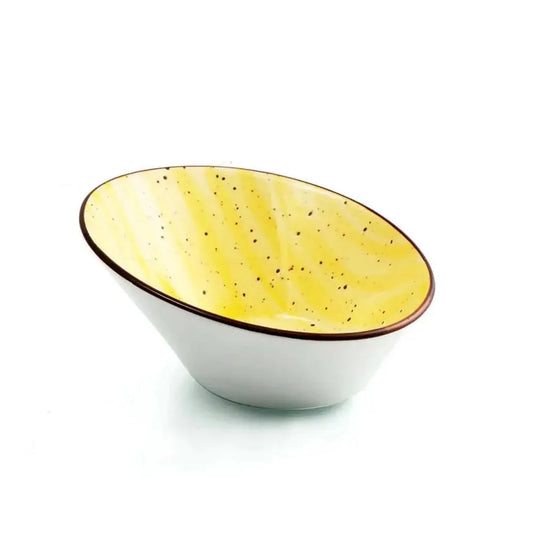 Porceletta Porcelain Boat Bowl Yellow Color Glazed, 16 cm