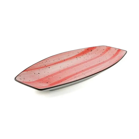 Porceletta Porcelain Boat Plate Red Color Glazed, 30 cm