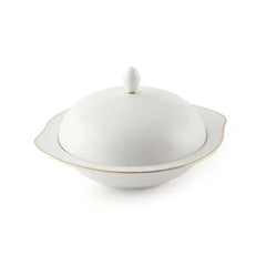 Porceletta Porcelain Bowl with Cover Ivory & Gold, 16.4 cm