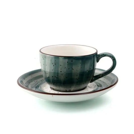 Porceletta Porcelain Coffee Cup & Saucer Green Color Glazed, 200 ml