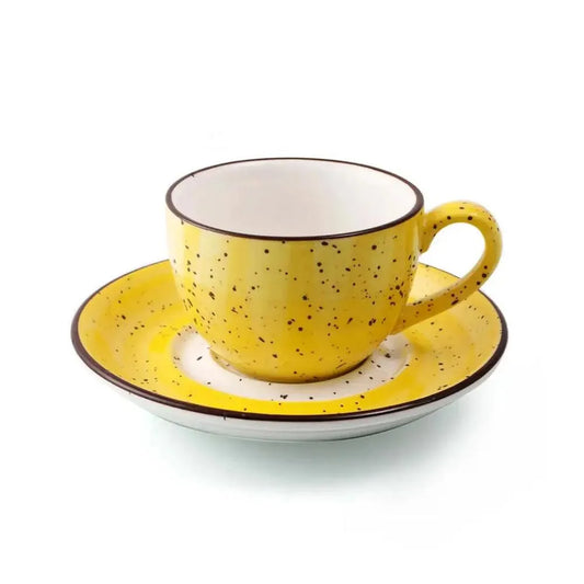 Porceletta Porcelain Coffee Cup & Saucer Yellow Color Glazed, 270 ml