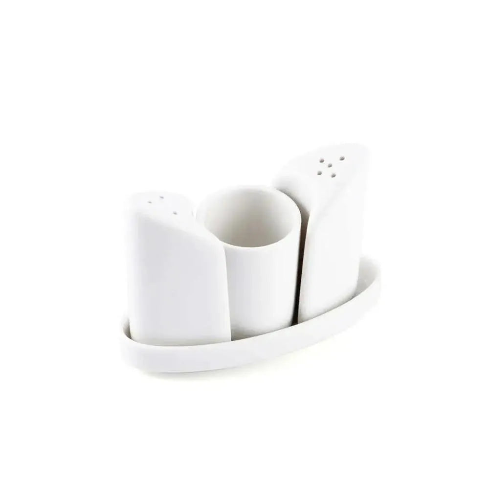 Porceletta Porcelain Condiment Set Ivory 4 Pieces