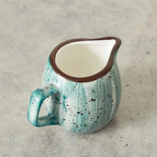 Porceletta Porcelain Creamer Green Color Glazed, 120 ml