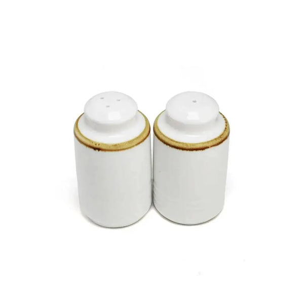 Porceletta Porcelain Cylindrical Salt & Pepper Set Ivory Mocha, 5.5 x 9.5 cm