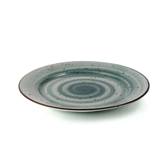 Porceletta Porcelain Flat Plate Green Color Glazed, 15.5 cm