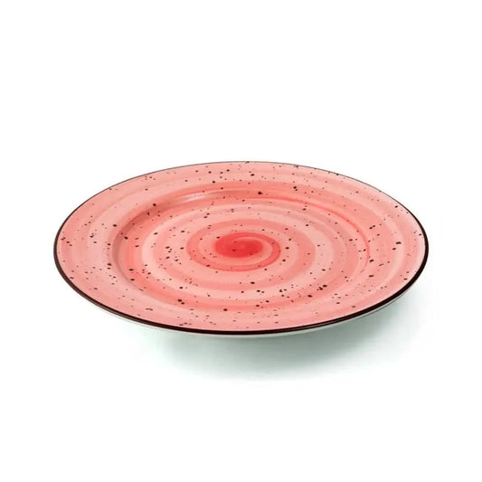 Porceletta Porcelain Flat Plate Red Color Glazed, 15.5 cm