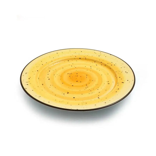 Porceletta Porcelain Flat Plate Yellow Color Glazed, 15.5 cm