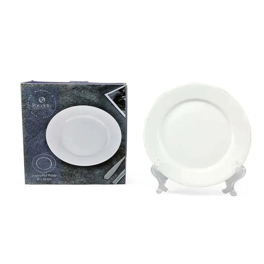 Porceletta Porcelain Flat Plates Set Ivory, 6 Piece, 20 cm