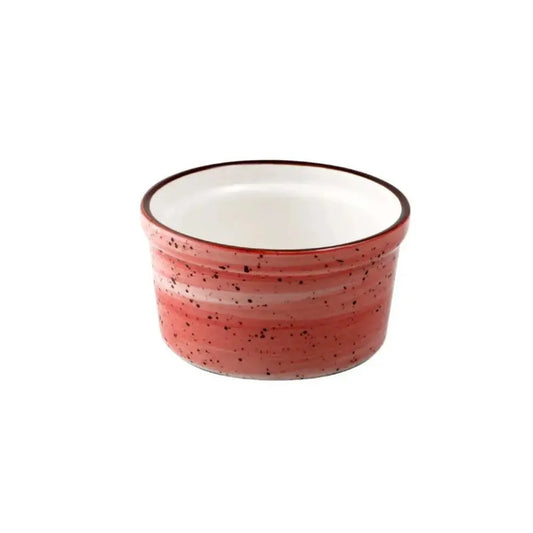 Porceletta Porcelain Lined Ramekin Red Color Glazed, 9 cm