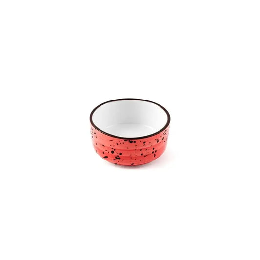 Porceletta Porcelain Mezza Sauce Dish Red Color Glazed, 6.4 cm