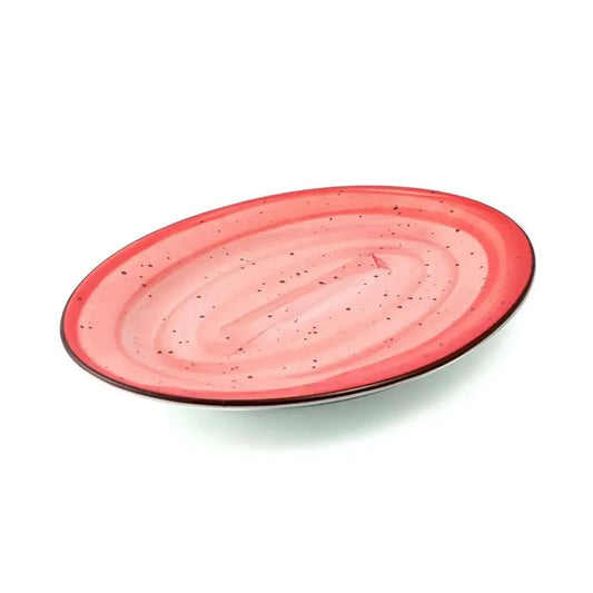 Porceletta Porcelain Oval Plate Red Color Glazed, 34.5 cm