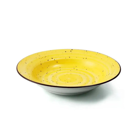 Porceletta Porcelain Pasta & Soup Plate Yellow Color Glazed 23.5 cm