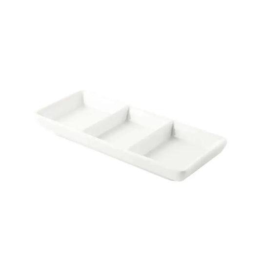 Porceletta Porcelain Rectangular Compartment Dish Ivory, 17.5 cm