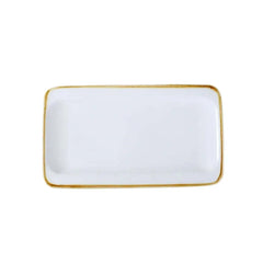 Porceletta Porcelain Rectangular Tow Edge Rim Plate Ivory, 33 cm