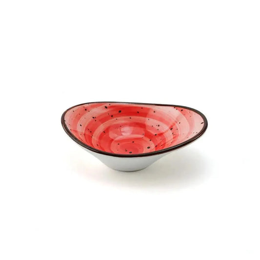 Porceletta Porcelain Red Oval Deep Dish Red Color Glazed, 10 cm