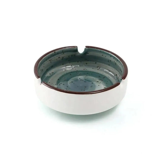 Porceletta Porcelain Round Ashtray Green Color Glazed, 10 cm