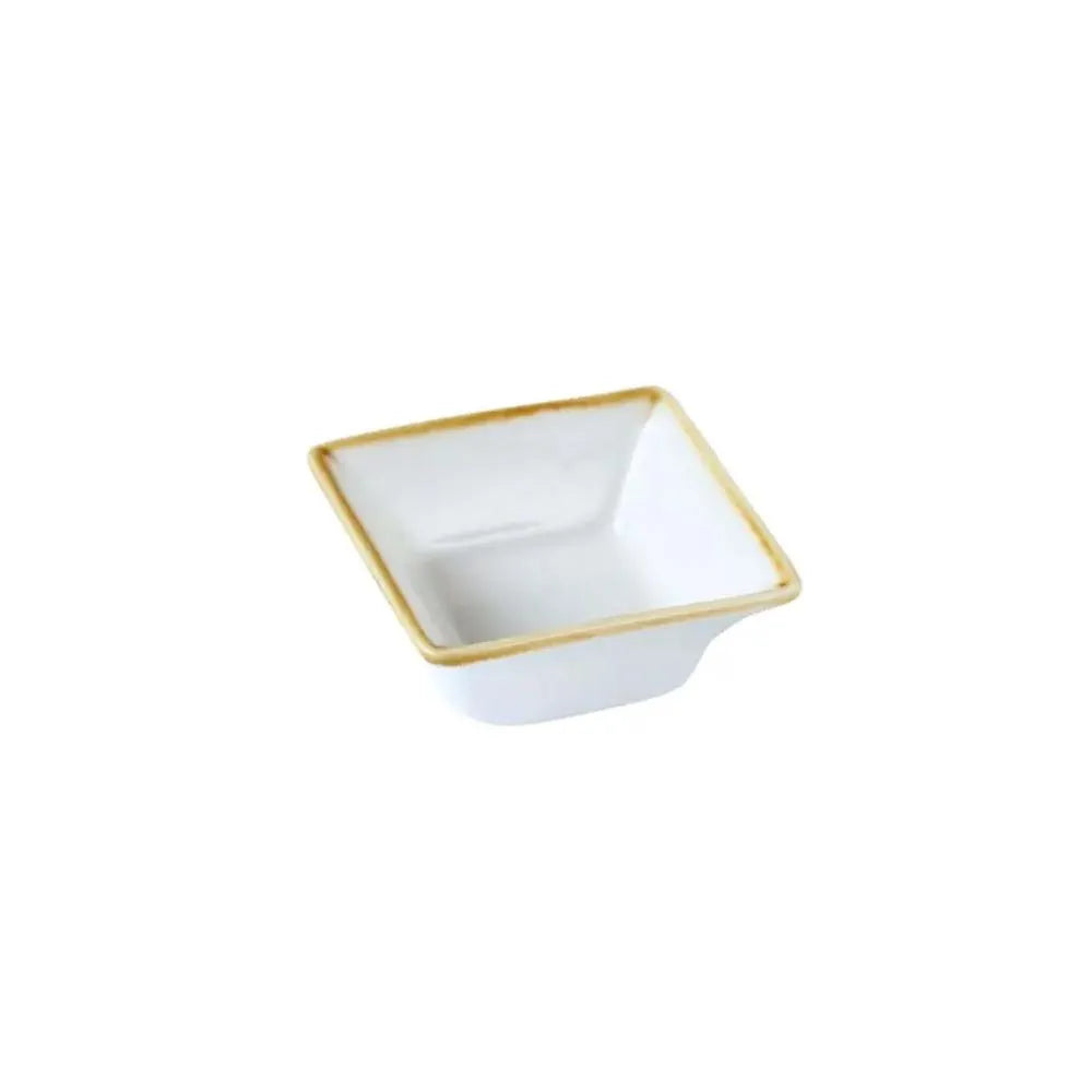 Porceletta Porcelain Square Bowl Ivory Mocha, 7.5 cm