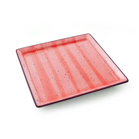 Porceletta Porcelain Square Plate Red Color Glazed, 14 cm