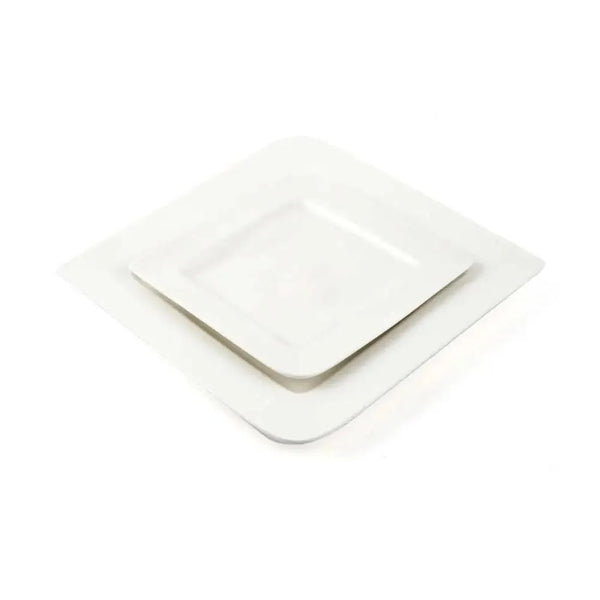 Porceletta Porcelain Square Plate with Round Egdes Ivory, 18 cm