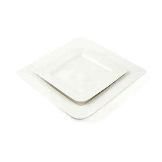 Porceletta Porcelain Square Plate with Round Egdes Ivory, 25.5 cm