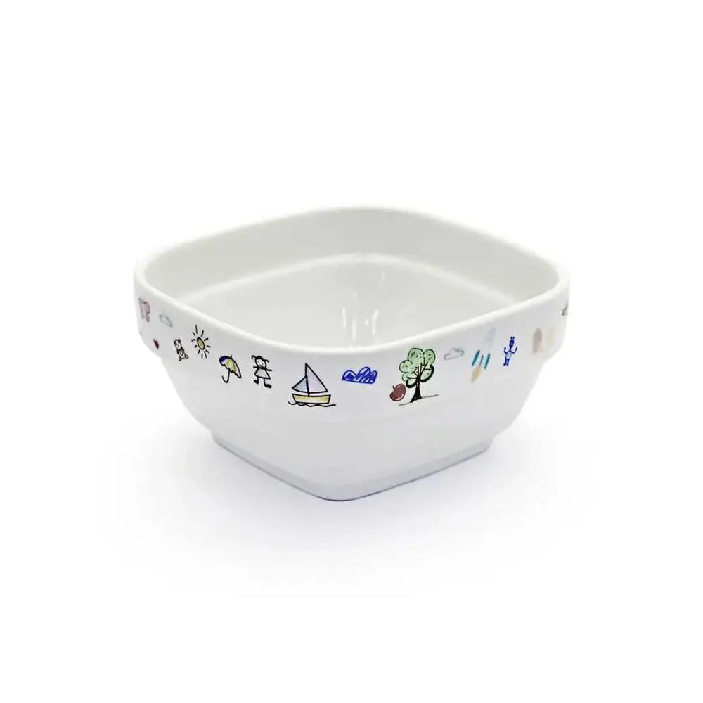 Porceletta Porcelain Stackable Kids Square Bowl Ivory, 10 cm