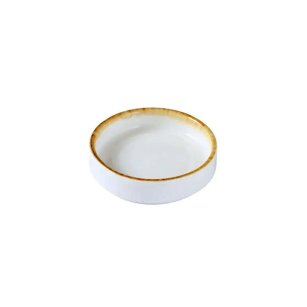 Porceletta Porcelain Straight Round Dish Ivory Mocha, 7.6 cm