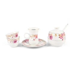 Porceletta Porcelain Tea & Coffee Serving Set Floral Design Ivory, 27 Pieces