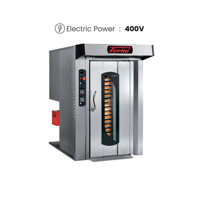 Forni Forini Rotor Gas Rack Oven, Thermal Power 240,000 BTU, 400V / 50Hz / 3 Phase, 143 x 203 x 220 cm - HorecaStore