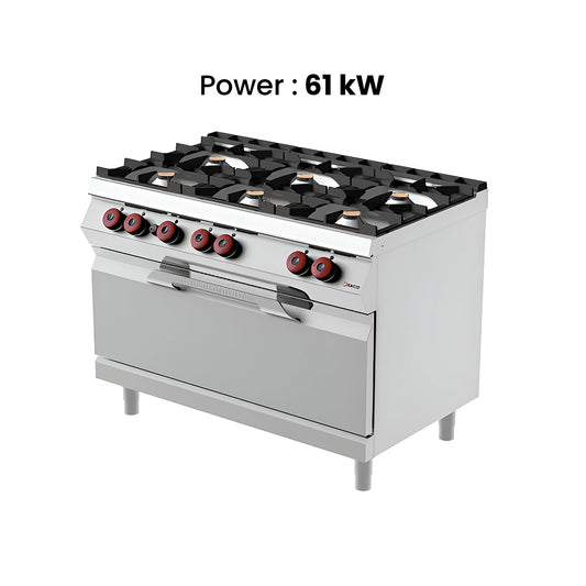 Desco Gas Cooker 6-Burner with Oven, 61 kW, 120 x 90 x 90 cm