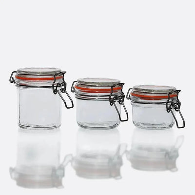 Preserve Clip Jar 125 ml Storage Container With Clear Preserving Seal Wire Clip Fastening For Kitchen Canning Cereal, Pasta, Sugar, Beans, Spice