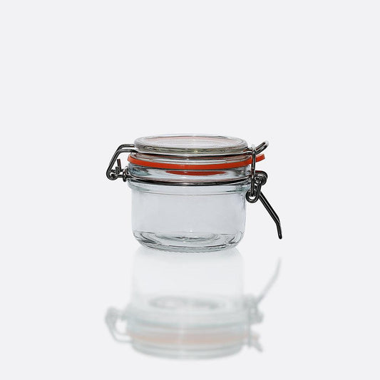 Preserve Clip Jar 125 ml Storage Container With Clear Preserving Seal Wire Clip Fastening For Kitchen Canning Cereal, Pasta, Sugar, Beans, Spice