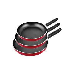 Prestige Aluminum Non- Stick Fry Pan Set (red), 3 Pieces, 1 L