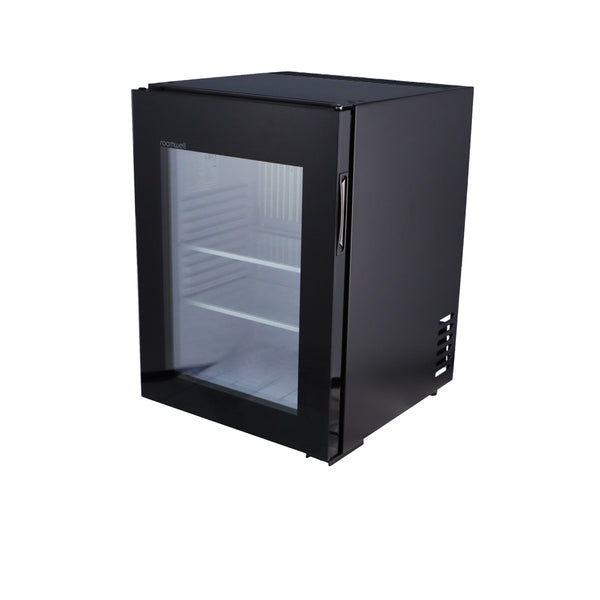 Roomwell UK High Cool Absorption Minibar, Glass Door 40 Liters, H 55.8 x W 40 x D 42.5 cm, 100% Silent, Ultra-Cooling, CFC/HCFC Free, Color Black