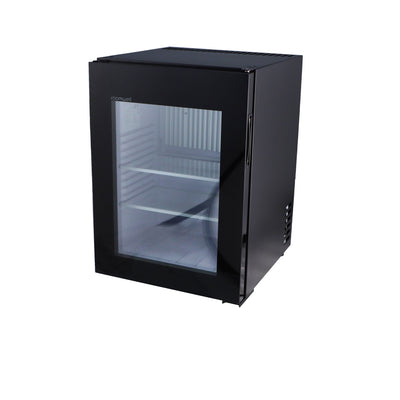 Roomwell UK High Cool Absorption Minibar, Glass Door 40 Liters, H 55.8 x W 40 x D 42.5 cm, 100% Silent, Ultra-Cooling, CFC/HCFC Free, Color Black