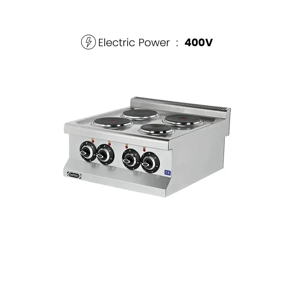 Empero EMP.6KE020-2016 ELECTRICAL COOKER 4 HOT PLATES, Electric Input 400V AC 3N PE, 60 x 63.5 x 28.5 cm - HorecaStore