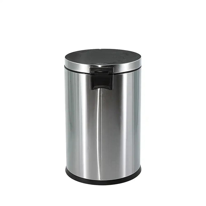 Roomwell Action Round Stainless Steel 12 L Pedal Bin with Soft Close Lid Silver - HorecaStore