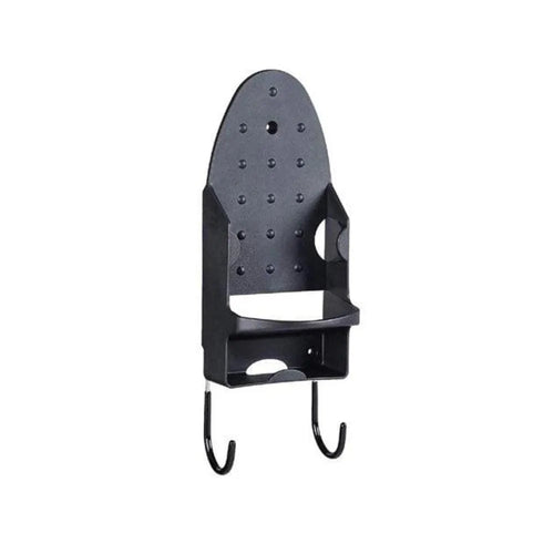 Roomwell Classic Iron Holder, Wall Mount to store the Iron, 2 x Strong Hooks for Hanging the Iron Board, Color Black