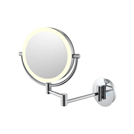 Roomwell Flip Wall Mounted Lighted Makeup Vanity Mirror 8 inch 1X/3X Double Sided Magnifying Mirror, 360° Adjustable, Ø 20 cm, Color Silver/Chrome